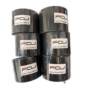 6 Pack  Kinesiology Tape Black Roll 2"x16'‎ Waterproof